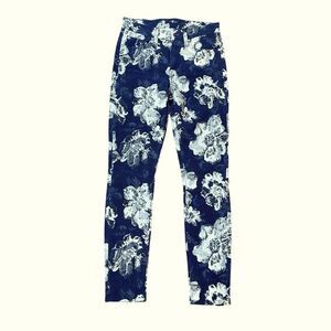 7 for All Mankind Navy Floral Skinny Pants Size 25